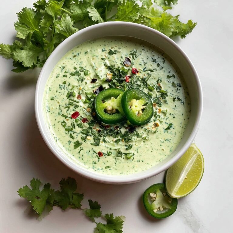 Creamy Cilantro Garlic Sauce with Jalapeños and Lime Recipe