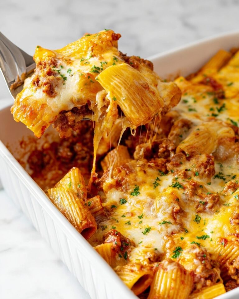 Four Cheese Baked Rigatoni with Italian Sausage and Marinara Recipe