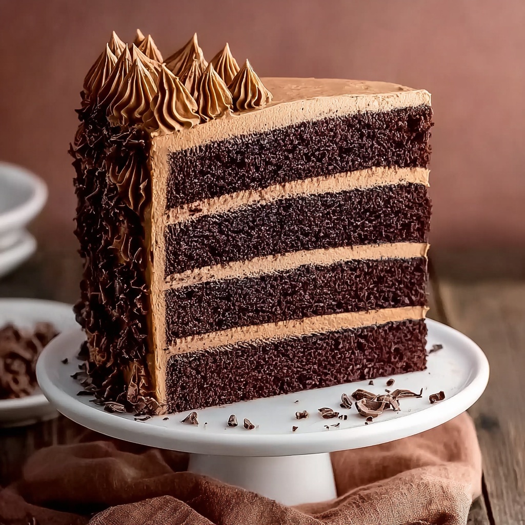 Decadent Chocolate Cake with Moist Layers and Rich Chocolate Buttercream Recipe - Recipe Image