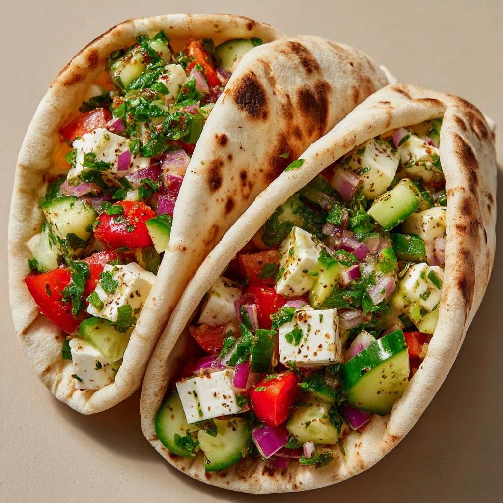 Delicious Greek Salad Pita Pockets Recipe - Recipe Image
