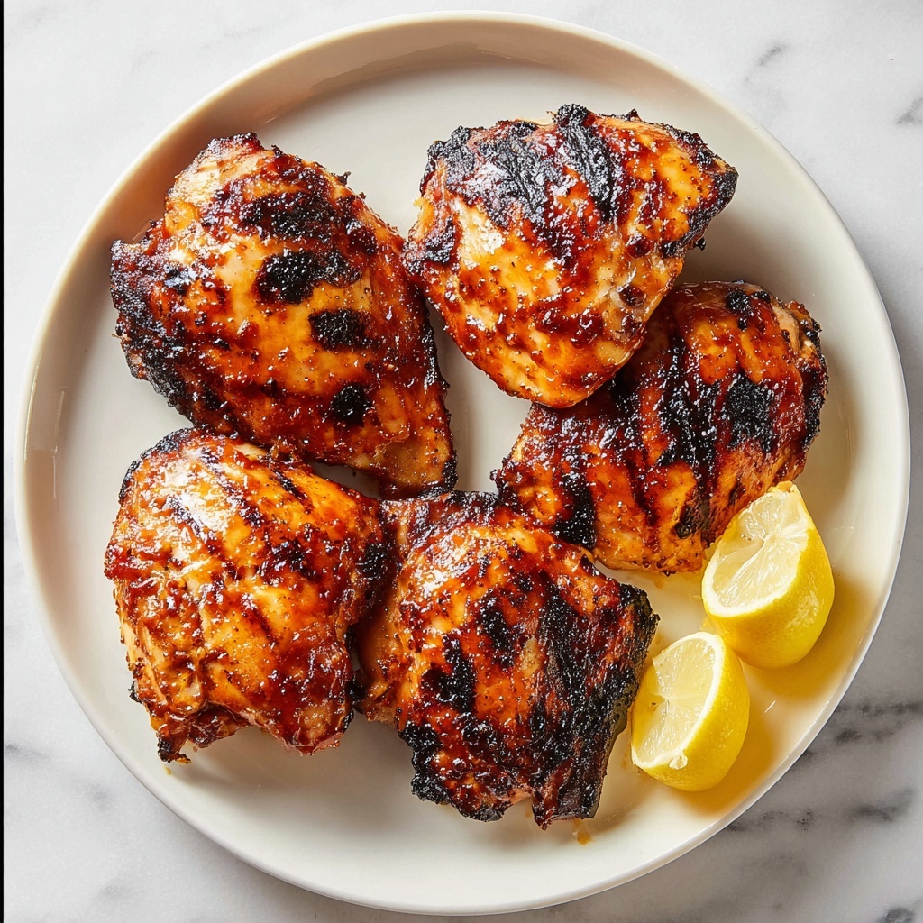 Grilled Lemon Honey Chicken Thighs with Barbecue Sauce Recipe - Recipe Image