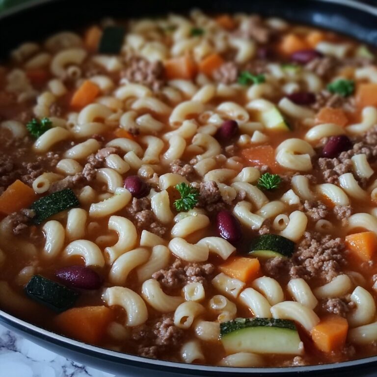 Hearty Pasta Fagioli Stew with Ground Beef and Vegetables Recipe