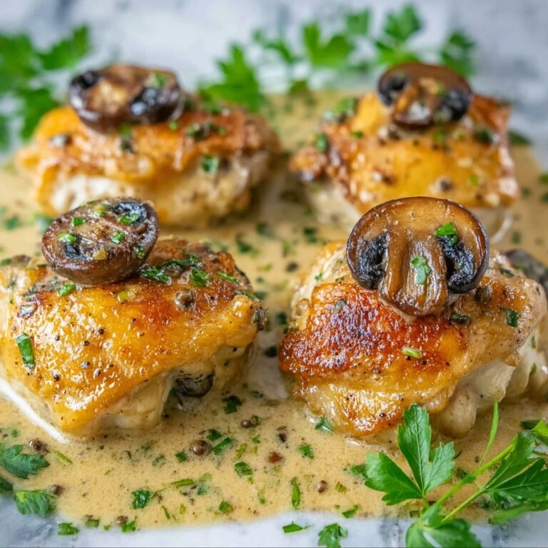 Creamy Garlic Mushroom Chicken Thighs Recipe