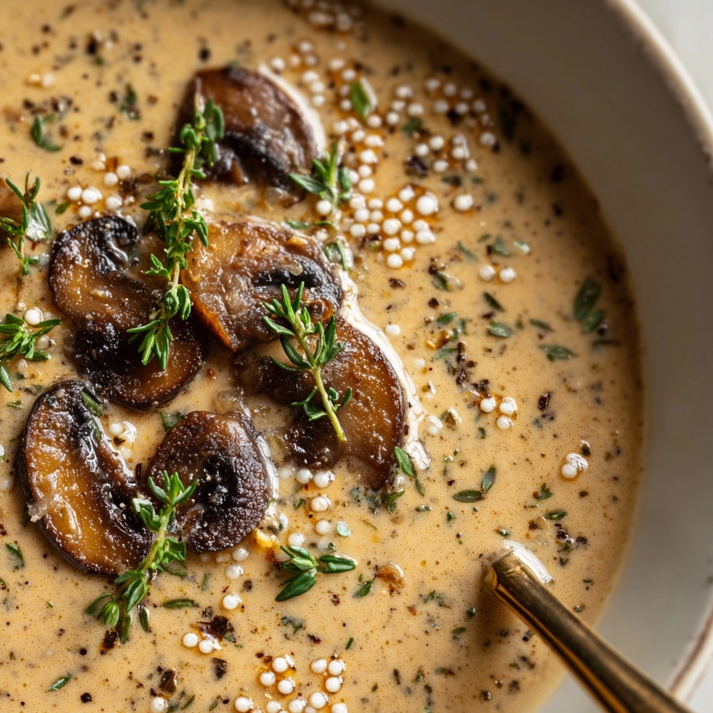 Creamy Mushroom & Pearl Couscous Soup Recipe - Recipe Image