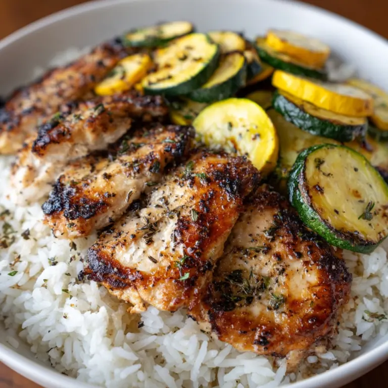 Lemon Pepper Chicken and Rice with Zucchini and Squash Recipe