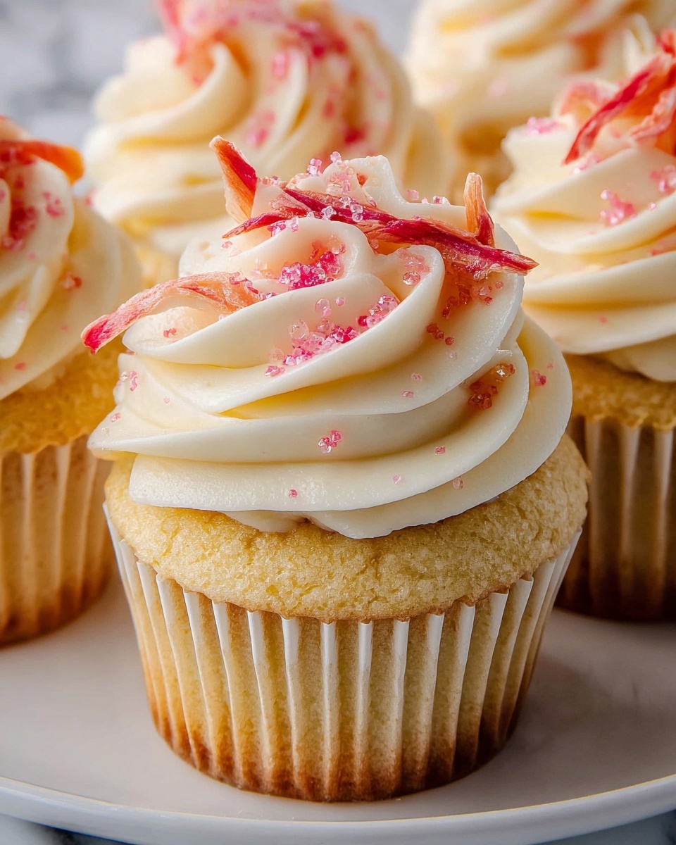 Rhubarb Honey Peach Cream Cheese Cupcakes Recipe - Recipe Image