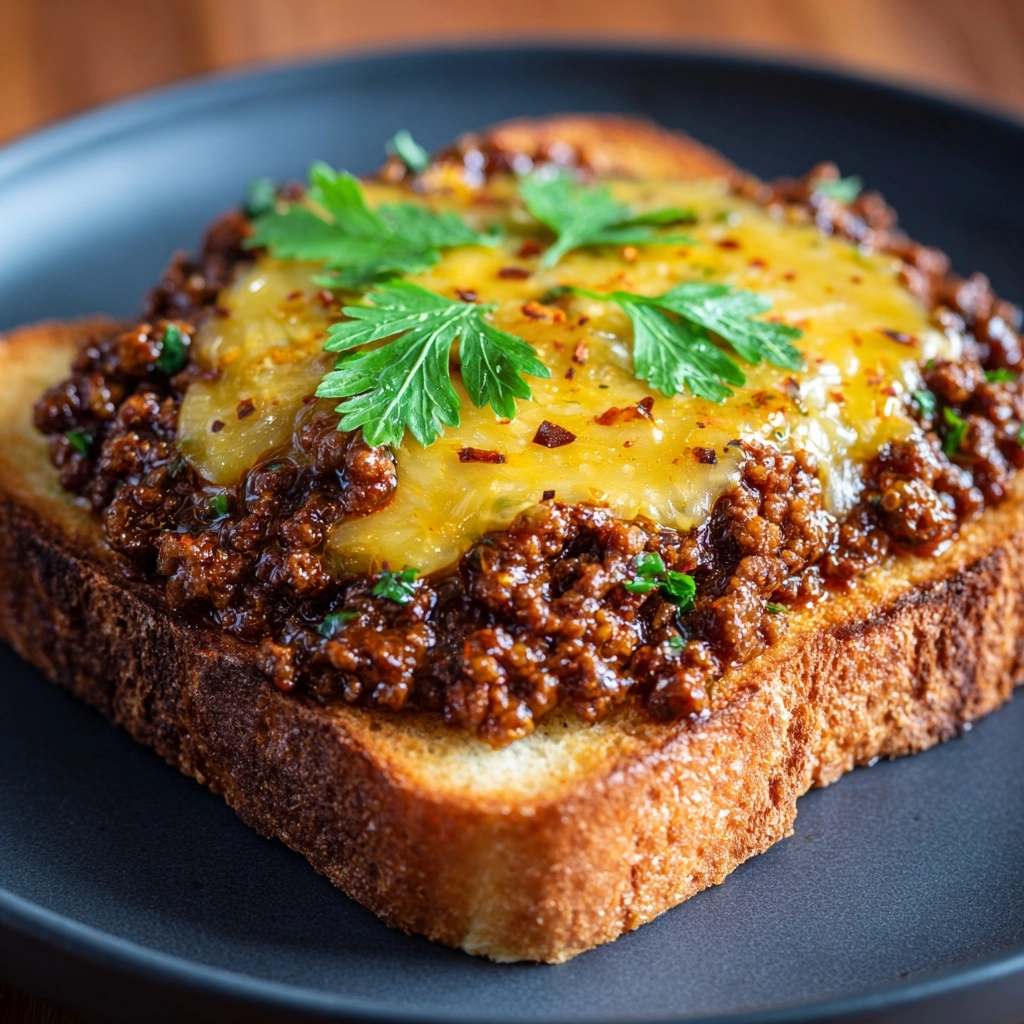Cheesy Sloppy Joe Toast Recipe - Recipe Image