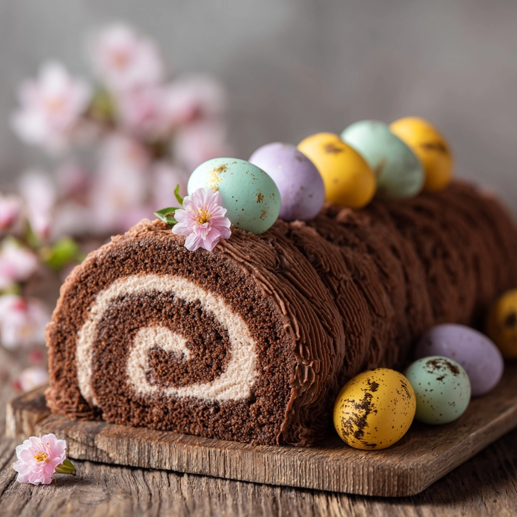 Easter Chocolate Log Cake Recipe - Recipe Image