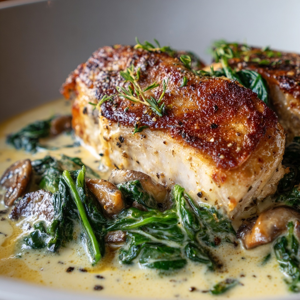Smothered Chicken with Creamed Spinach Recipe - Recipe Image