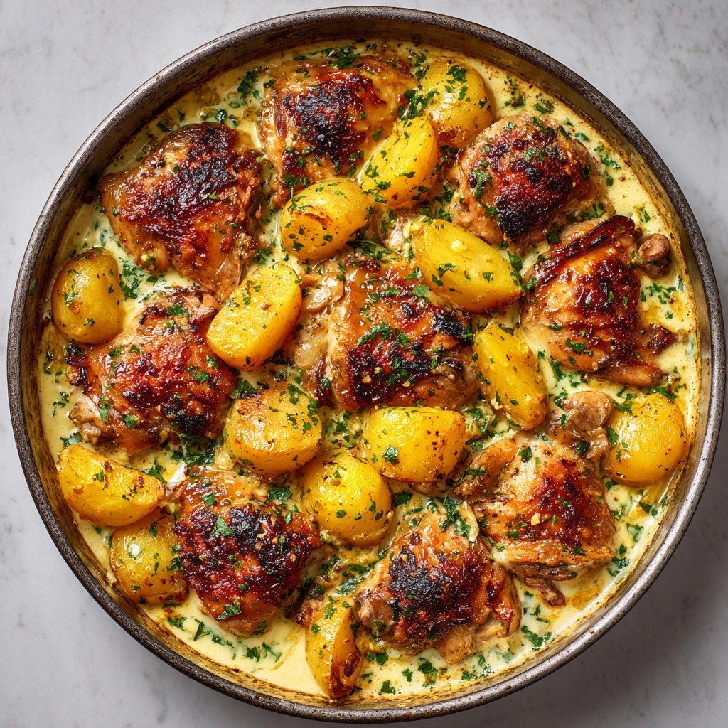 Herb Roasted Chicken in Creamy Garlic Herb Sauce Recipe - Recipe Image