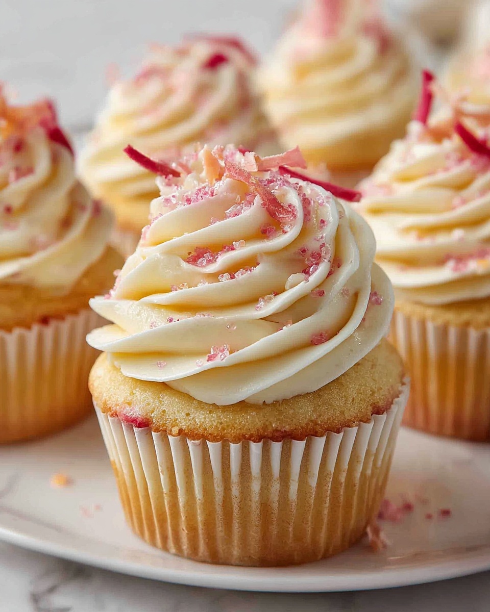 Rhubarb Honey Peach Cream Cheese Cupcakes Recipe - Recipe Image