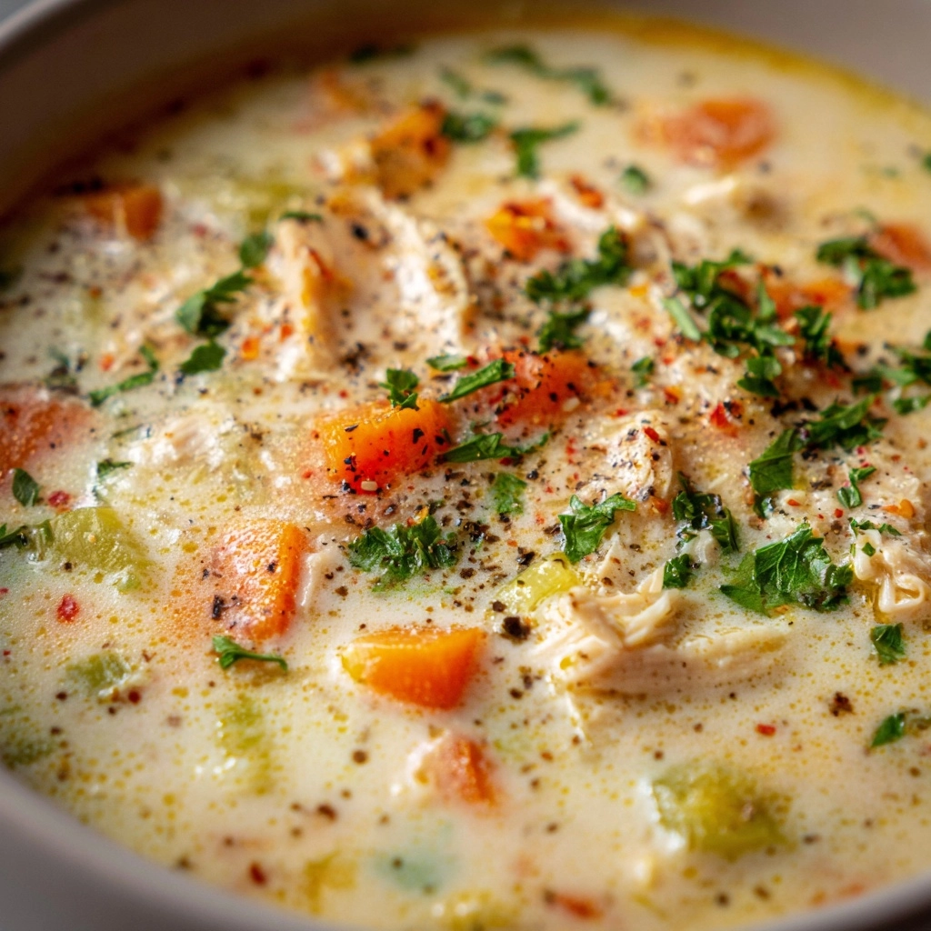 One Pot Creamy Italian Ground Chicken Soup Recipe - Recipe Image