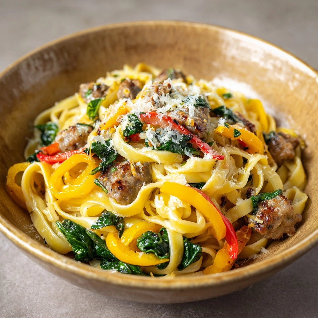 Creamy Sausage and Peppers Pasta Recipe - Recipe Image