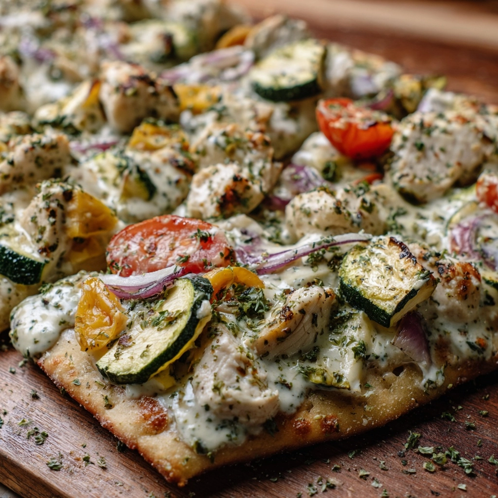 Tzatziki Chicken & Veggie Naan Pizza Recipe - Recipe Image