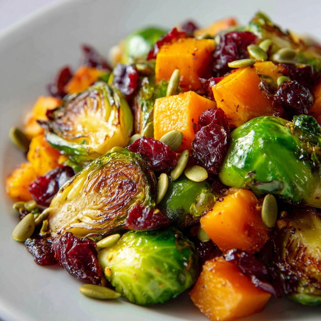 Roasted Brussels Sprouts Salad with Maple Butternut Squash, Pumpkin Seeds, and Cranberries Recipe - Recipe Image