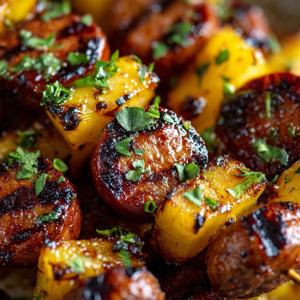 Pineapple Hasselback Kielbasa Bites Recipe - Recipe Image