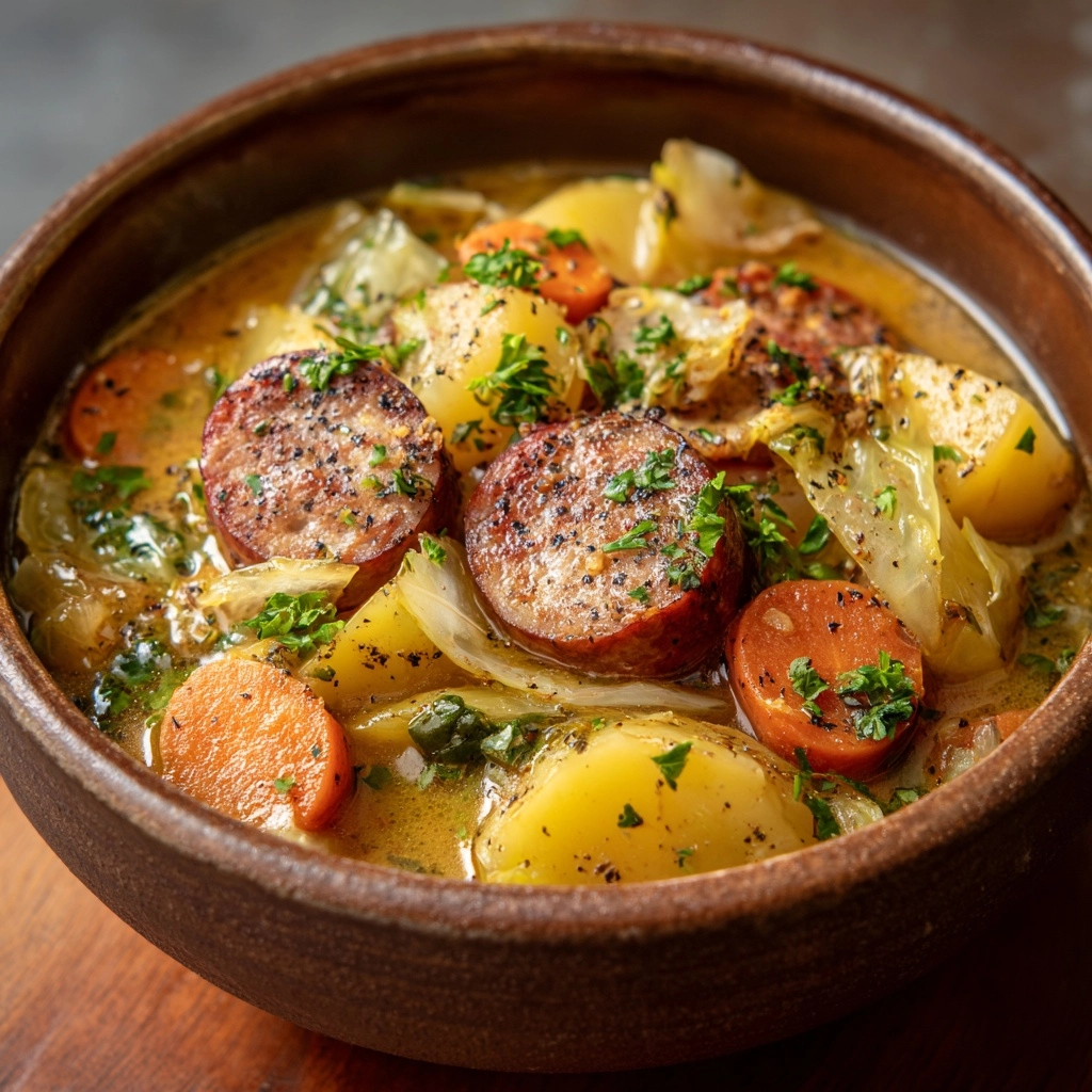 Savory Kielbasa and Sauerkraut Soup Recipe - Recipe Image