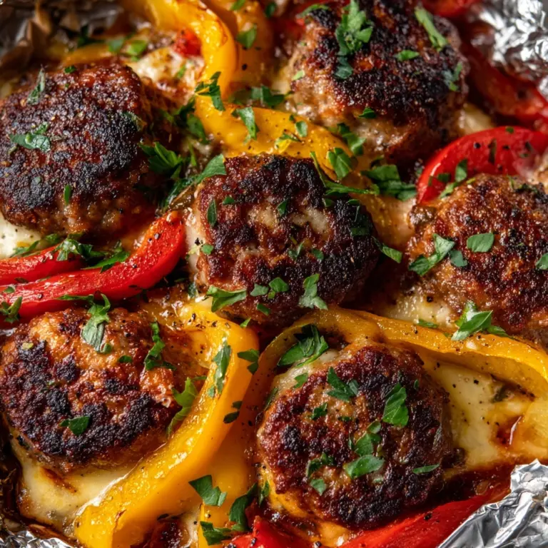 Foil Packet Cheesy Sausage and Peppers Recipe