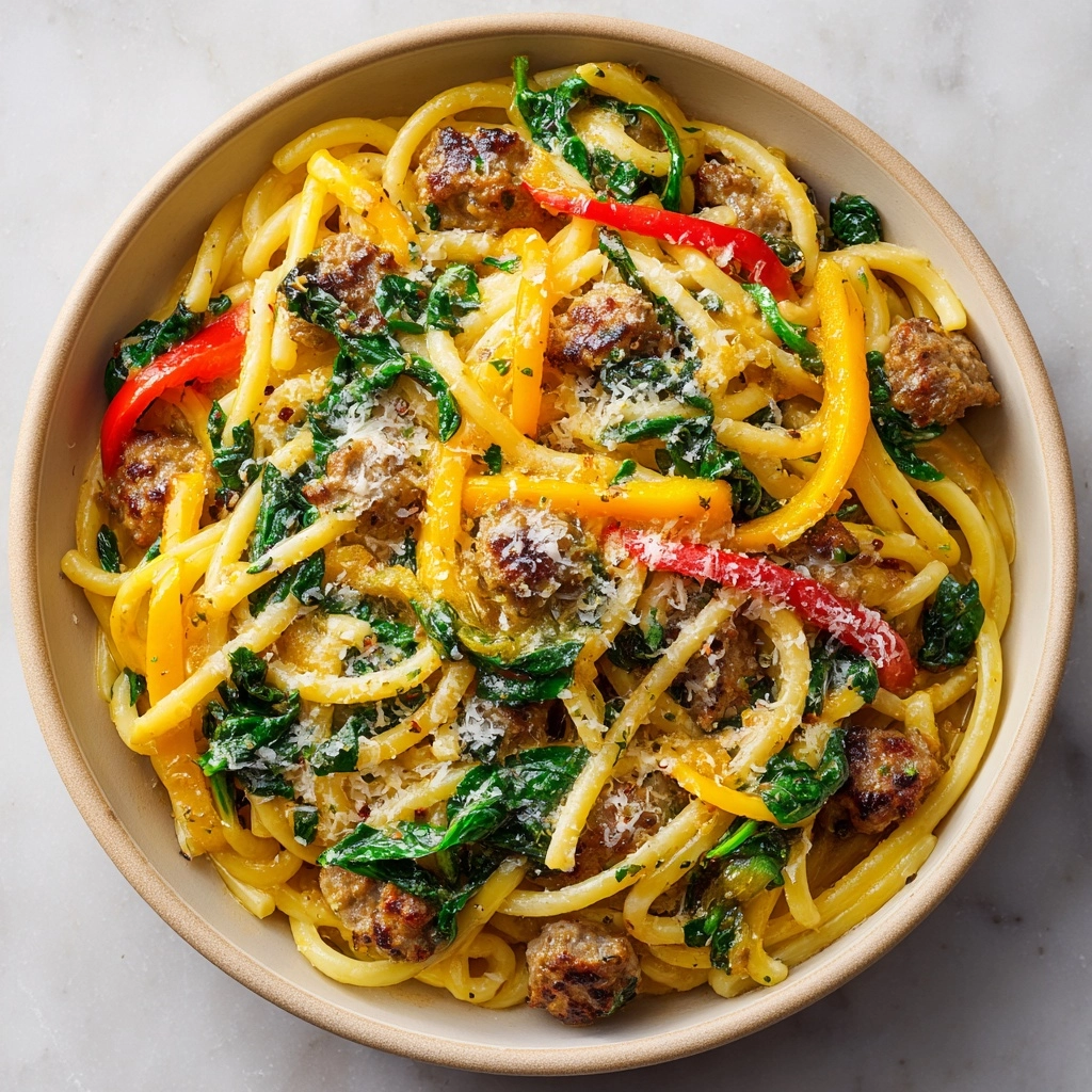 Creamy Sausage and Peppers Pasta Recipe - Recipe Image