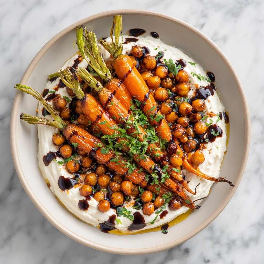 Spicy Maple Roast Carrots with Crispy Chickpeas and Yogurt Sauce Recipe - Recipe Image