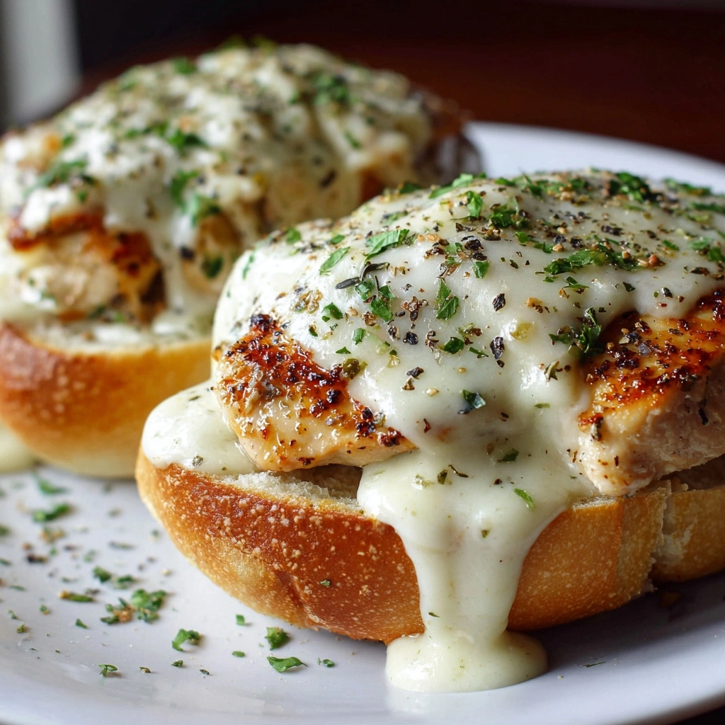 Chicken Alfredo Stuffed Garlic Bread Subs Recipe - Recipe Image