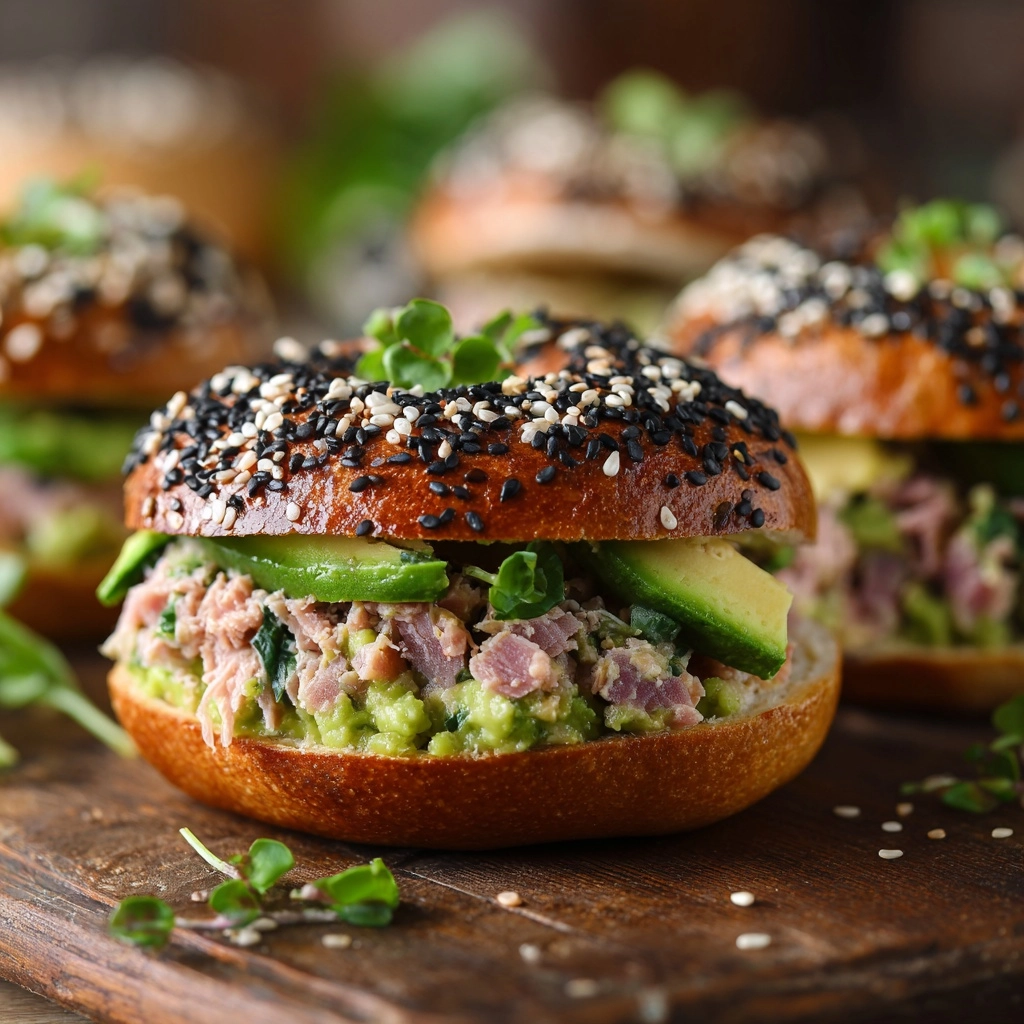Avocado Tuna Melt Bagels Recipe - Recipe Image