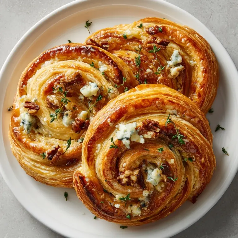 Blue Cheese Walnut Thyme Puff Pastry Twirls Recipe
