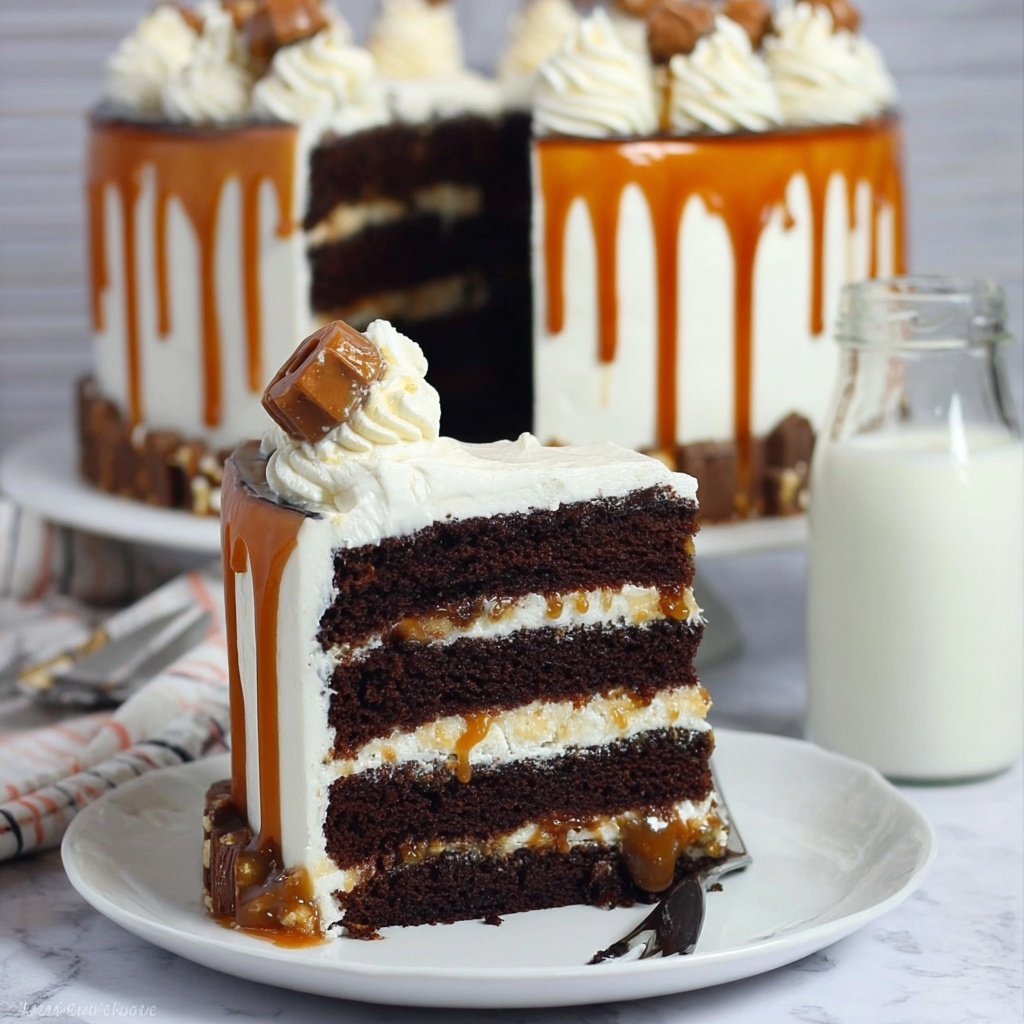 Chocolate Layer Twix Cake Recipe - Recipe Image
