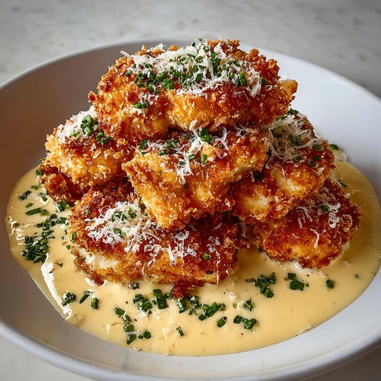 Crispy Parmesan Chicken with Garlic Cream Sauce Recipe