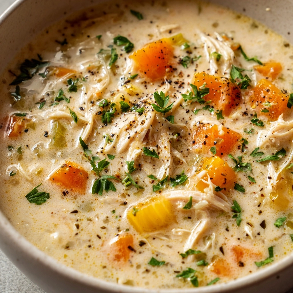 One Pot Creamy Italian Ground Chicken Soup Recipe - Recipe Image