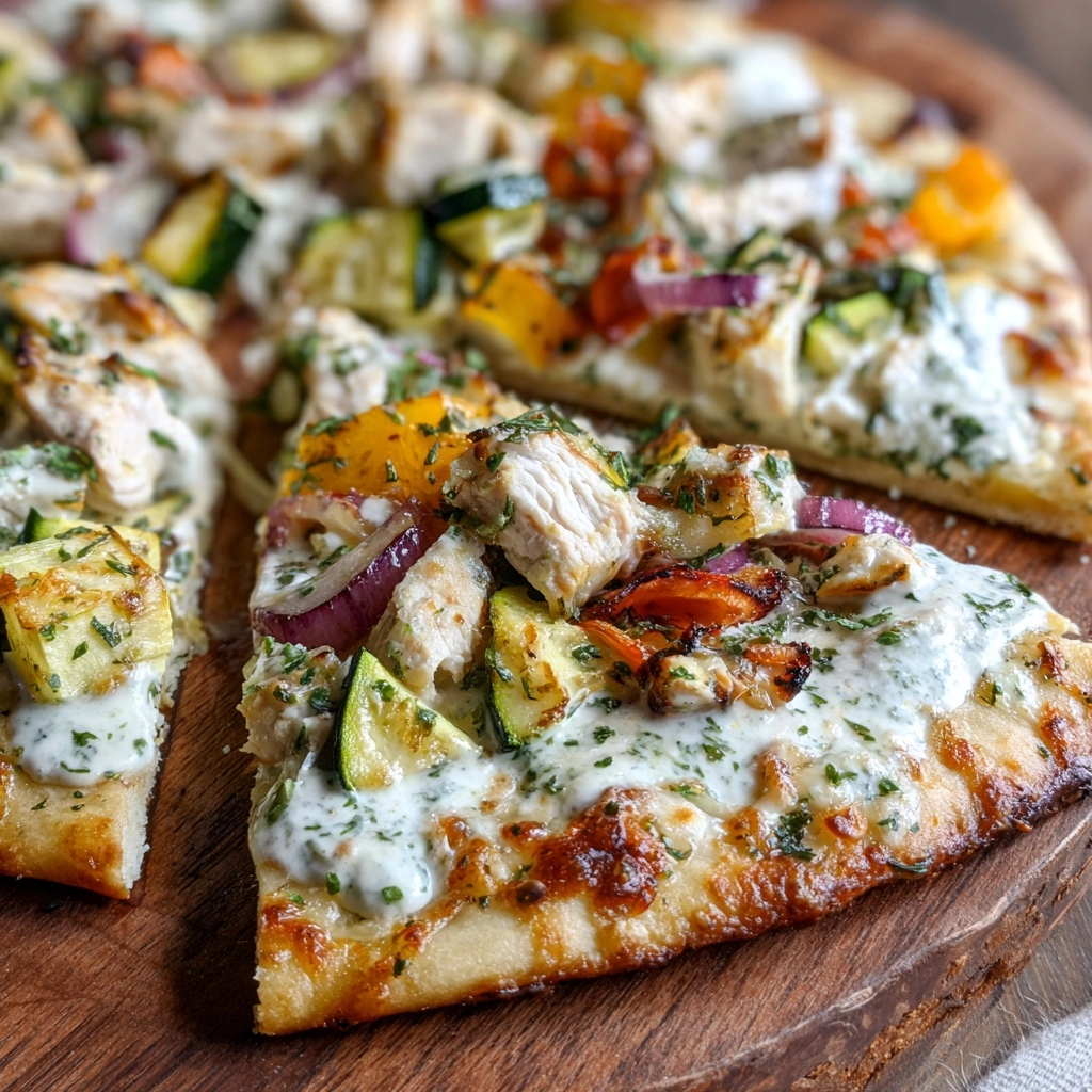 Tzatziki Chicken & Veggie Naan Pizza Recipe - Recipe Image