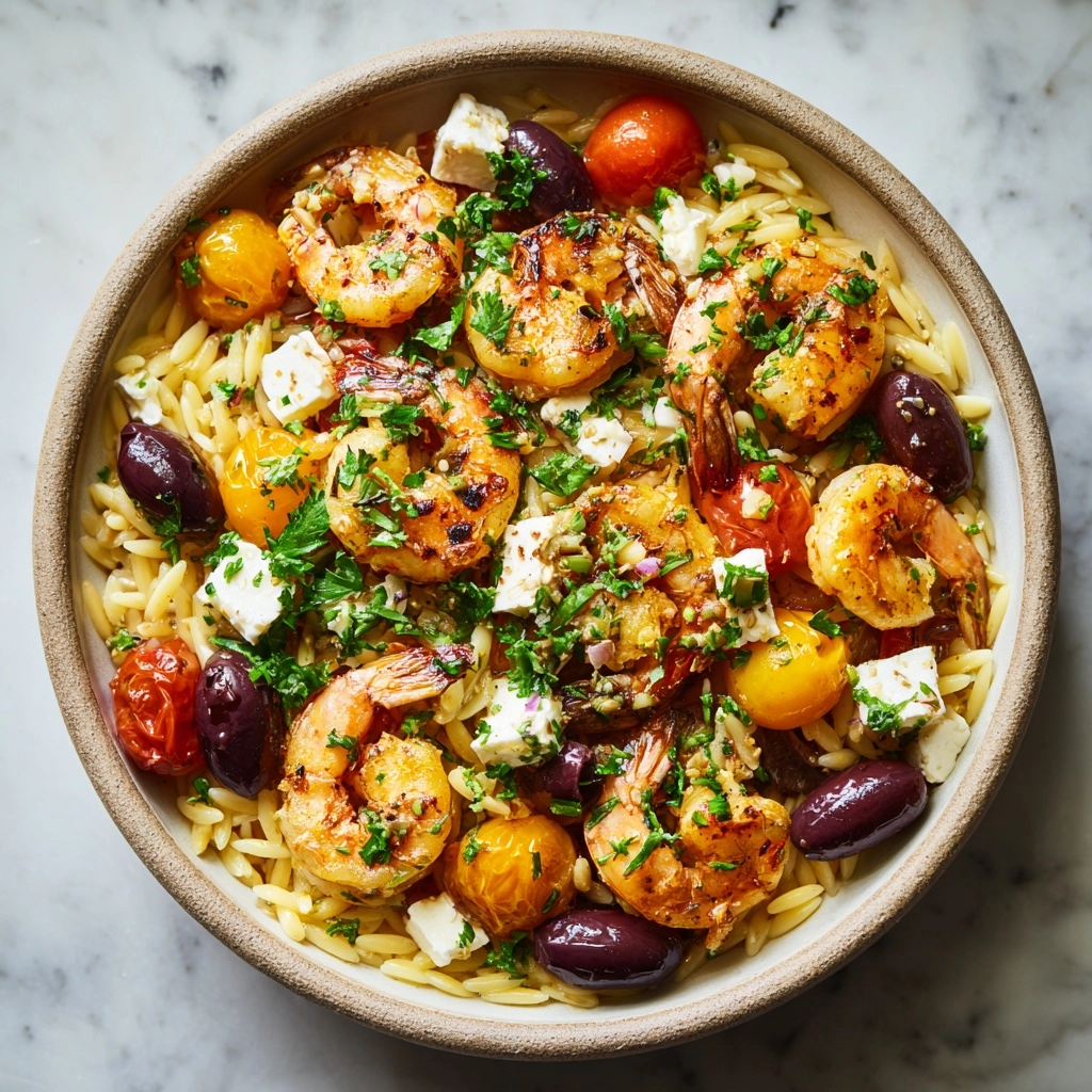 Greek Shrimp Orzo with Feta, Olives, and Tomatoes Recipe - Recipe Image