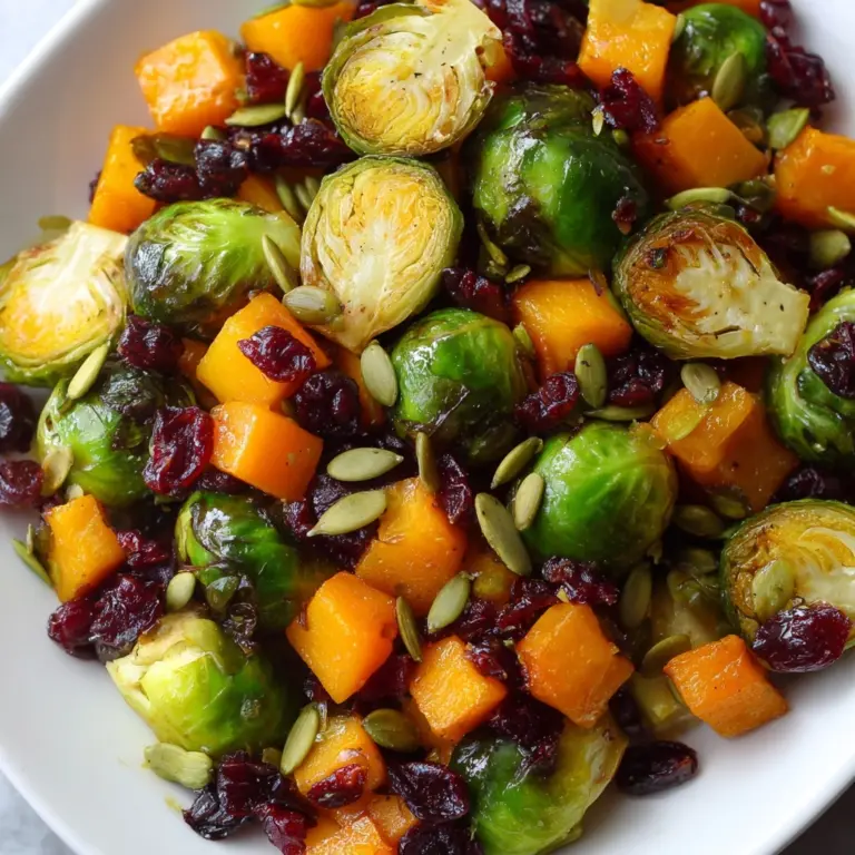 Roasted Brussels Sprouts Salad with Maple Butternut Squash, Pumpkin Seeds, and Cranberries Recipe