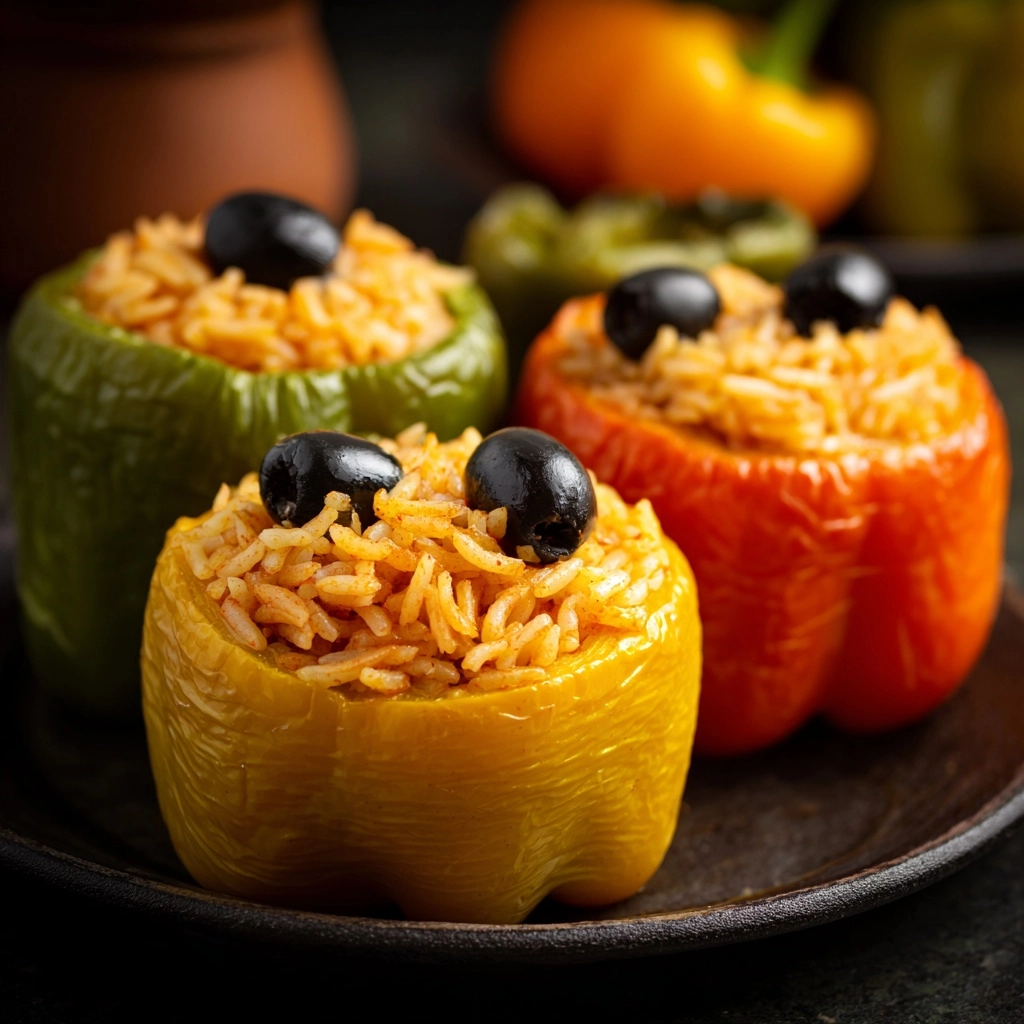 Halloween Shredded Chicken & Rice Stuffed Peppers Recipe - Recipe Image