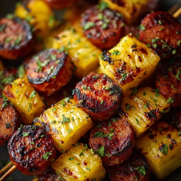 Pineapple Hasselback Kielbasa Bites Recipe