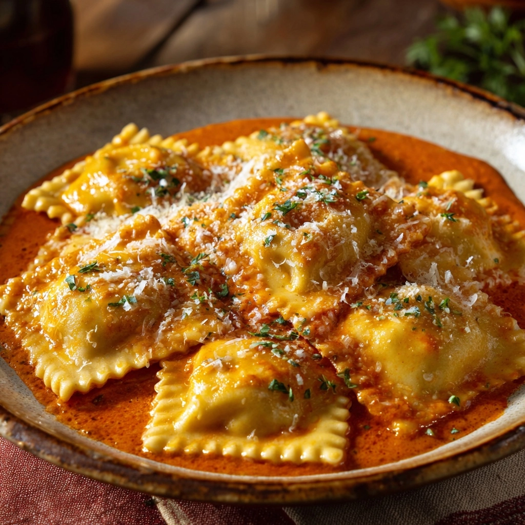 Ravioli with Creamy Harissa Sauce Recipe - Recipe Image