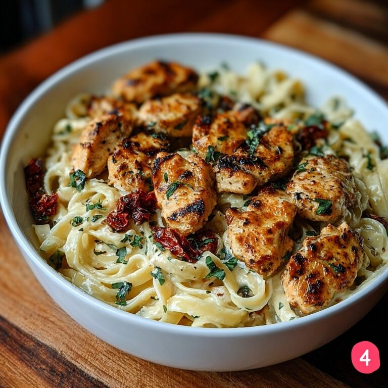 Indulgent Tuscan Garlic Chicken Bites & Sun-Dried Tomato Cajun Alfredo Pasta Recipe