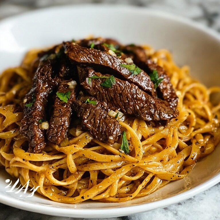 Irresistible Cajun Garlic Butter Linguine with Tender Beef Strips Recipe