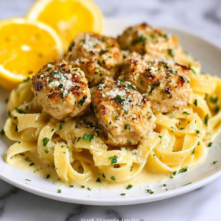 Lemon Garlic Butter Chicken Bites with Savory Parmesan Linguine Recipe