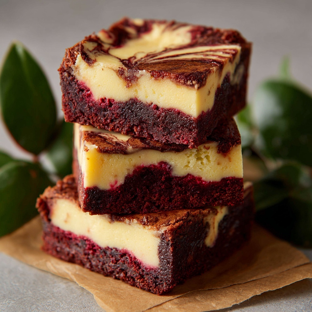 Red Velvet Brownies with Vanilla Cheesecake Swirl Recipe - Recipe Image