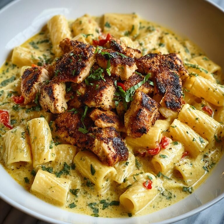 Indulgent Spicy Cajun Chicken Rigatoni in Creamy Mozzarella Alfredo Recipe