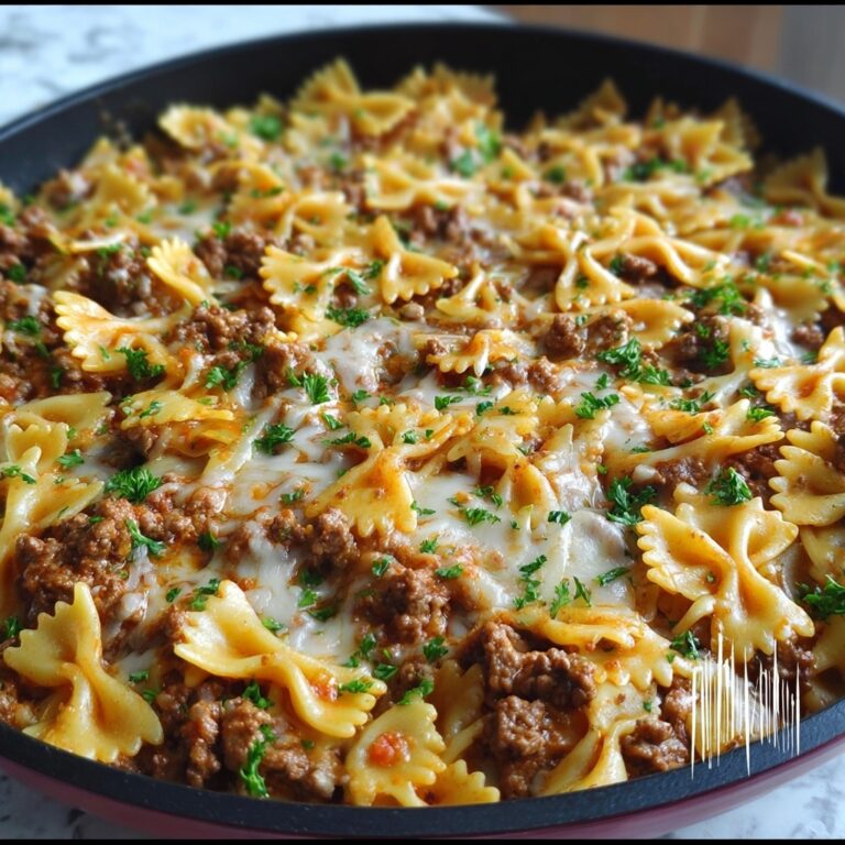 Cajun Cream Cheese Alfredo Bowties with Spiced Ground Beef Recipe